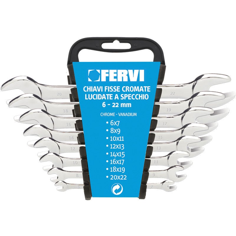 Fervi - Jeu de 8 cles etoilees 6/7-20/22 mm chromees 0200