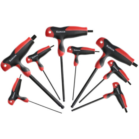 Jeu de 8 clés mâles emmanchées en T 6 pans sphériques HANGER 250191