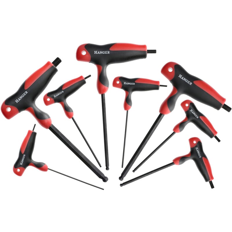 Hanger - Jeu de 8 clés mâles emmanchées en 't' 6 pans sphériques 250191