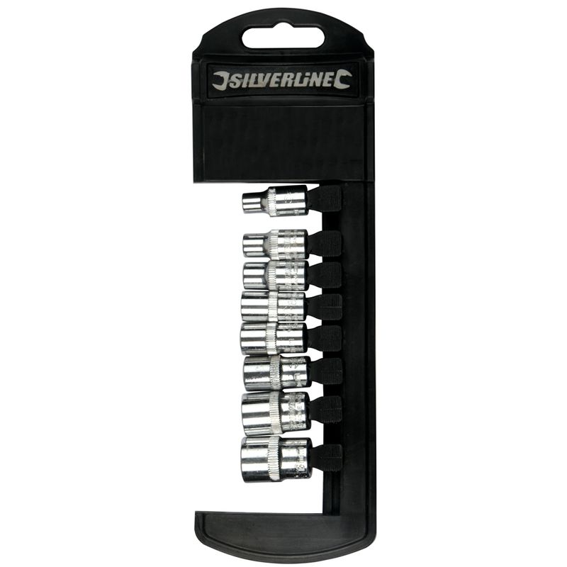 Silverline - jeu de 8 douilles métriques 1/4 5-13 mm 244975