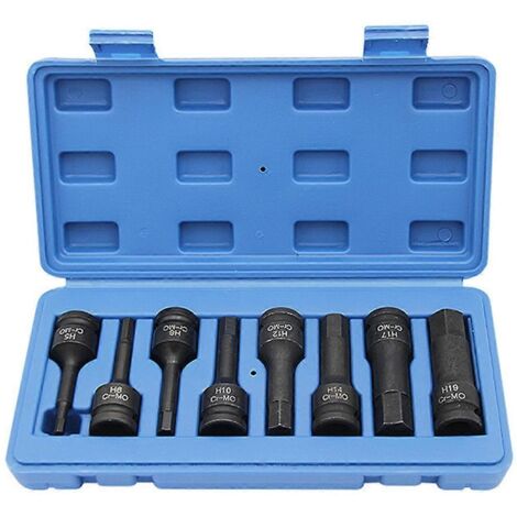 Jeu de 8 embouts hexagonaux à impact Master Drive 1/2 pouce, tournevis hexagonal
