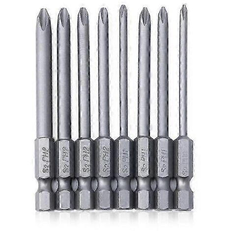 Jeu de 8 embouts hexagonaux magnétiques longs de 6,35 mm (1/4 pouce) en acier allié S2 pour tournevis IK-AquaForge