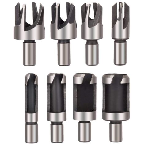 Jeu de 8 forets à bouchons en bois – Outils de coupe droits et coniques – Forets à bouchonner – 6 mm, 10 mm, 13 mm, 16 mm