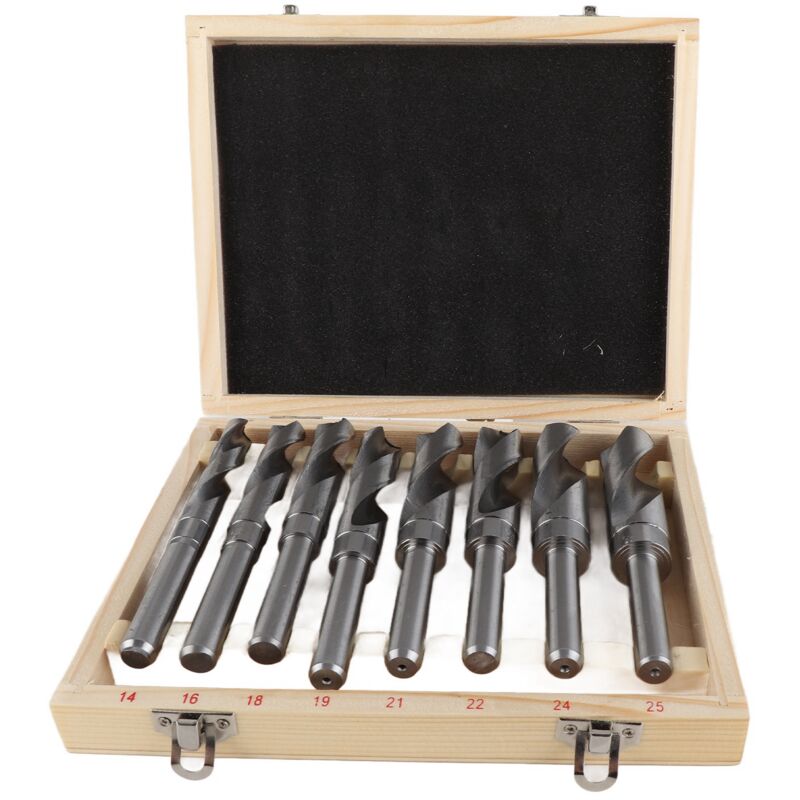 Tonchean - Jeu de 8 Forets Hélicoïdaux à Tige Ronde en Acier à Haute Teneur en Carbone Blanc pour Usage Industriel, Idéal pour Charpentier,