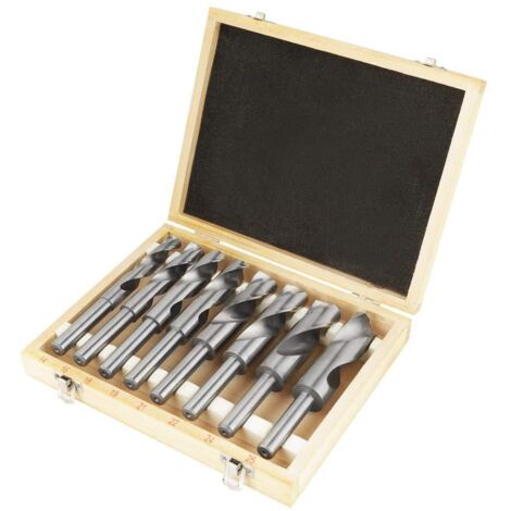 Jeu de 8 Forets HSS Résistants, Traités Thermiquement pour Atelier, Charpentiers et Bricoleurs, avec Coffret en Bois
