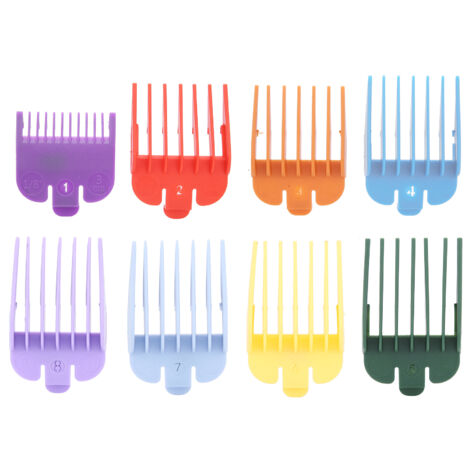 Jeu de 8 peignes guides colorés de remplacement pour tondeuse et coupe-cheveux