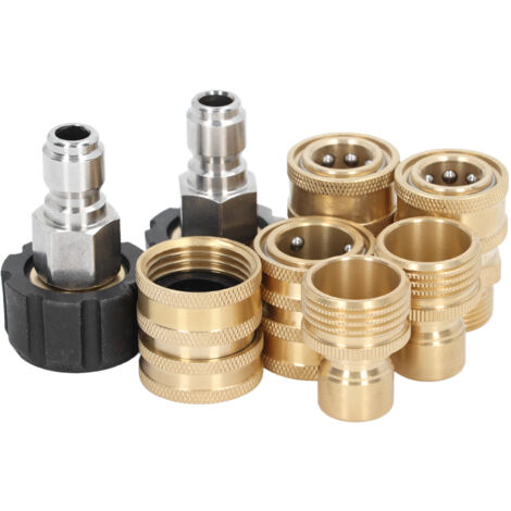Jeu de 8 raccords rapides métalliques pour nettoyeur haute pression - Adaptateurs M22-14, 3/8", 1/2", 3/4" - Connexion rapide