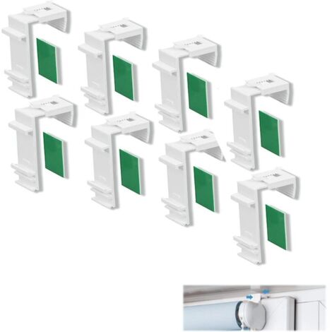 Jeu de 8 supports de serrage longs pour fixer et coller des stores doubles compatibles sans perçage, accessoires et pièces de rechange pour fenêtres et portes de balcon en PVC