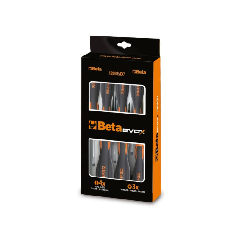 Jeu de 8 tournevis evox easy tournevis lp-ph series 8PCS /D8P (5 fentes + 3 croix) 012031018 - Beta