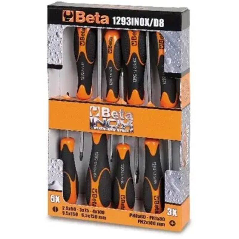 Beta - Jeu de tournevis max acier inoxydable 1293inox/d8 - 8 pcs.