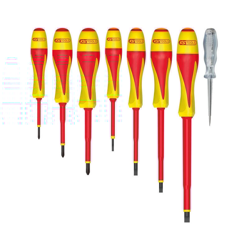 Kstools - ks Tools - Jeu de 7 tournevis bi-matière isolés 1000V Fente-PH + tournevis testeur - 922.6218