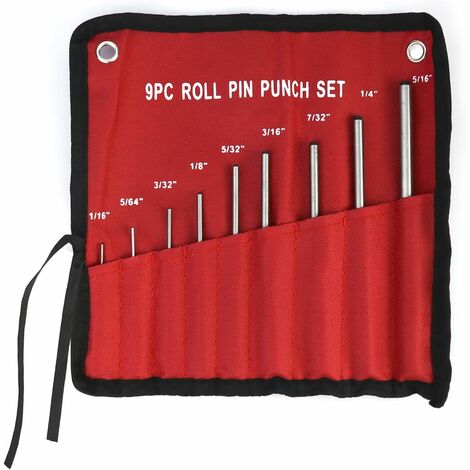 Jeu de 9 Chasses-Goupilles en acier renforcé 1.5mm - 8 mm  1/16"-5/16" avec Sac de Transport