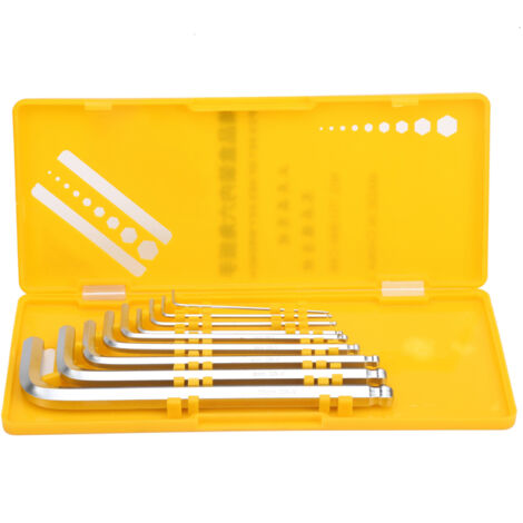 Jeu de 9 clés Allen nickelées miroir, coffret cliquet chromé pour visserie et boulonnerie.