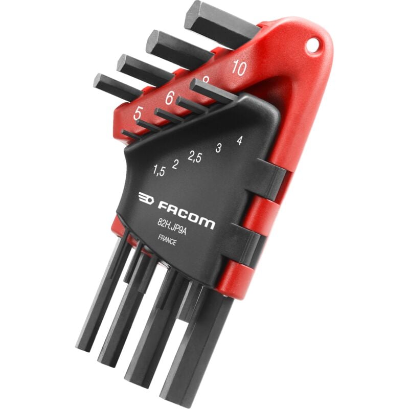 Jeu de 9 Clés Allen Courtes Coudées 6 Pans - 82H.JP9A - En Étui - Facom