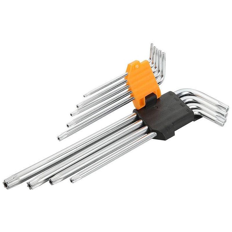 Tolsen - jeu de 9 cle's torx avec trou extra-long
