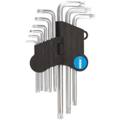 Jeu de 9 cles torx longues en forme de L t10-50 Fervi 0220