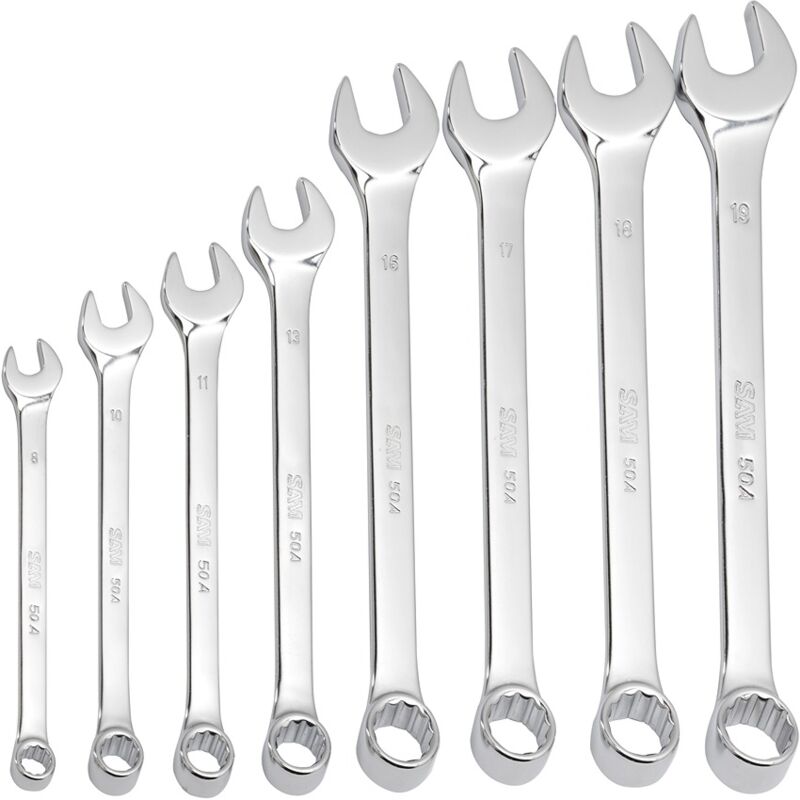 Sam Outillage - Jeu de clés mixtes sam 50A 9 pièces en Acier au chrome-vanadium 8 19 mm ( Prix pour 1 )