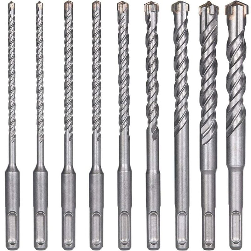 Serbia - Jeu de 9 forets à percussion électriques pour perçage à percussion, forets croisés pour brique, pierre, naturel, métal