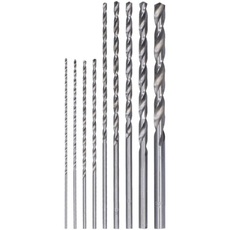 Jeu de 9 Forets Extra-Longs en Acier Rapide pour Bois et Plastique