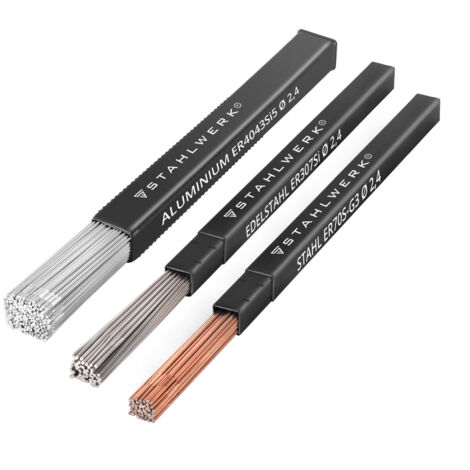Jeu de baguettes à souder STAHLWERK ER70S-G3 acier & ER307Si acier inoxydable fortement allié & ER4043Si5 Aluminium/Ø 2,4/2,5mm x 500 mm/chacun 1kg métal d'apport WIG