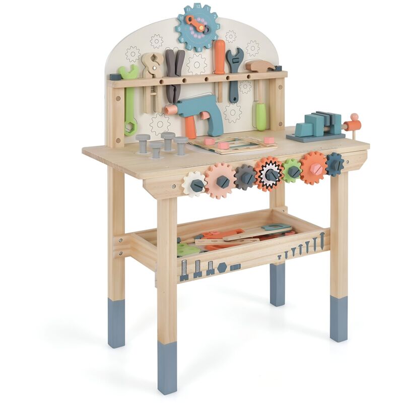 Mobili Rebecca - Jeu de Banc à Outils pour Enfants Rebecca Mobili Bacaba à partir de 3 ans Bois Multicolore 79,5x59,5x29,5