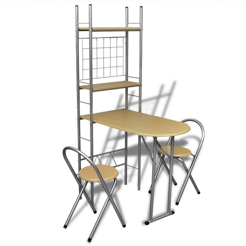VDTD08499_FR Jeu de bar petit-déjeuner pliable avec 2 chaises - Topdeal