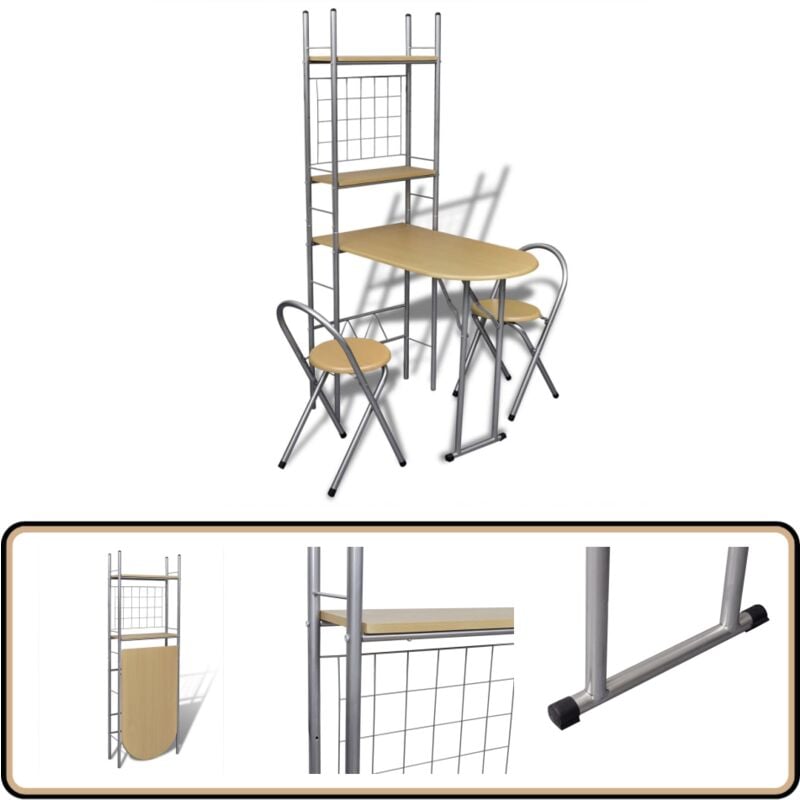 Vidaxl - Jeu de bar petit-déjeuner pliable avec 2 chaises - Tablette Petite Déjeuner - Ensemble Repas Compact - Mobilier Salle à Manger - Table