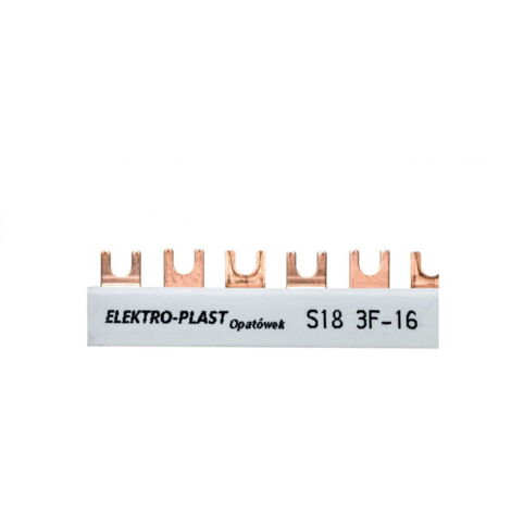 Jeu de barres de connexion 3P 80A 16mm2 fourche (18mod.) 3F S18 3F-10 45.318