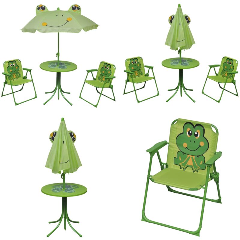 Ensemble de bistro avec parasol pour enfants 3 pcs Vert - Meubles De Jardin Enfant - Set De Jardin Enfant - Salon De Jardin Enfant - Table Et Chaises