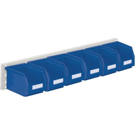 Jeu de boîtes de rangement ouvertes H140xl920xP250mm tôle d'acier/polyéthyl. rev