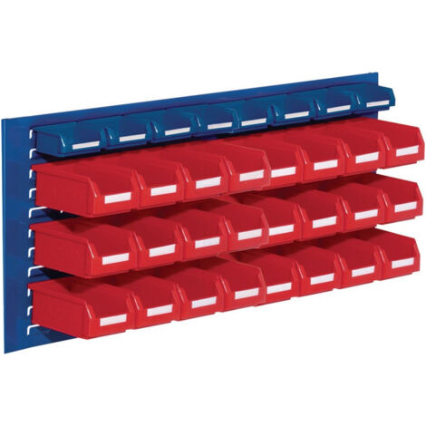 Jeu de boîtes de rangement ouvertes H450xl1000xP250mm tôle acier/polyéthyl. revê