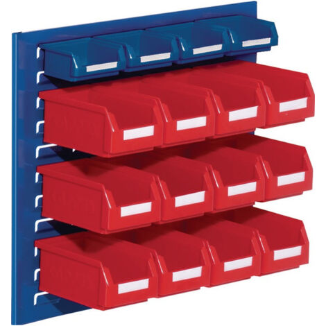 Jeu de boîtes de rangement ouvertes H450xl500xP250mm tôle d'acier/polyéthyl. rev