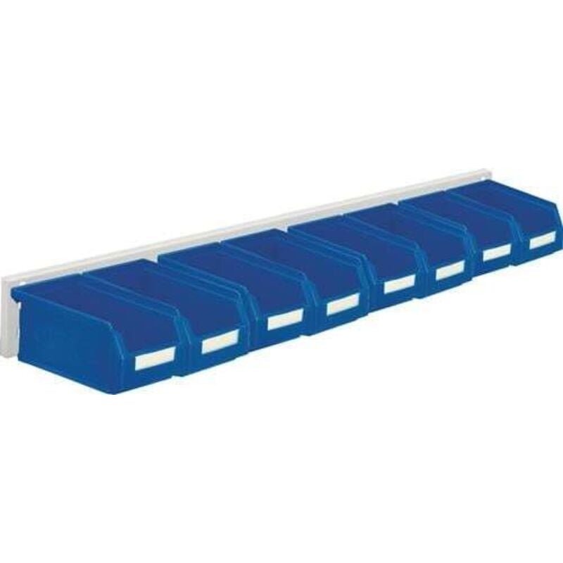 Jeu de boîtes de rangement ouvertes H100xl920xP180mm tôle d'acier/polyéthyl. revêtement plastique bleu 8 x taille 7 bleue