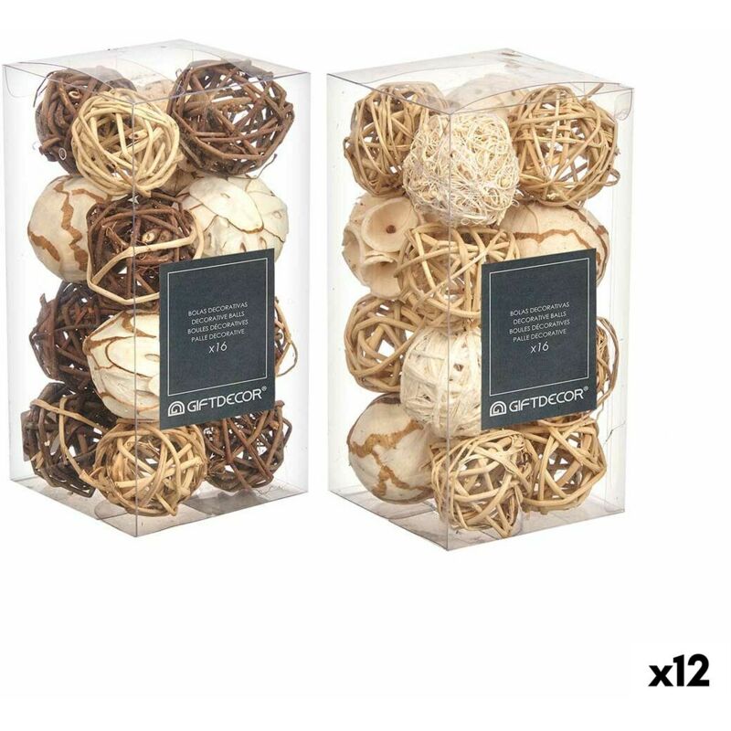 Gift Decor Set ofBalls décoratives White Brown (12 pièces) S3631326 - ean : 4899888725855