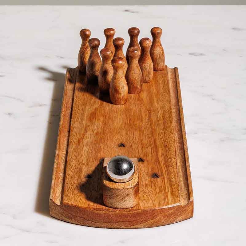 Chehoma - Jeu de bowling miniature manguier massif 8x31x13cm