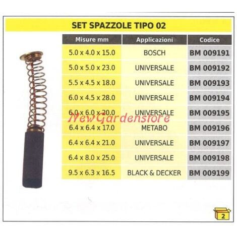 Jeu de brosses 2 pièces type 02 BOSCH 5.0 x 4.0 x 15.0 mm 009191