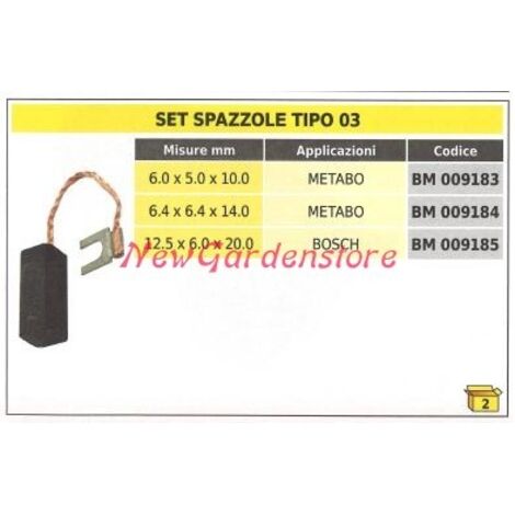 Jeu de brosses 2 pièces type 03 METABO 6,0 x 5,0 x 10,0 mm 009183