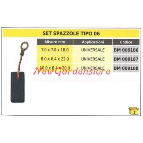 Jeu de brosses 2 pièces type 06 universel 10,0 x 6,4 x 20,0 mm 009188