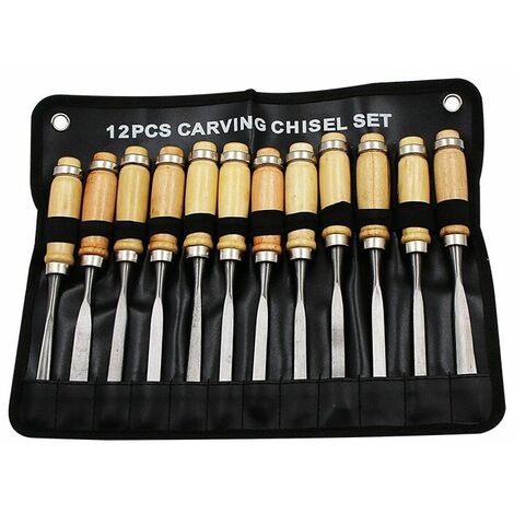 Jeu de Burins à Main en Bois Sculpté, Outil de Gouges pour Menuiserie 12 en 1，HANBING