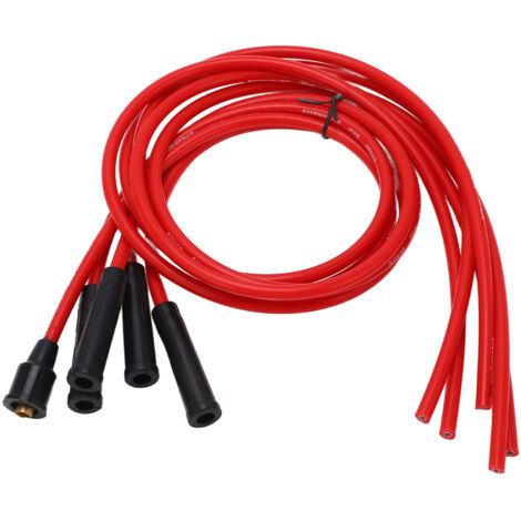 Jeu de câbles d'allumage en silicone rouge haute performance de 1 m pour voiture 4 cylindres, diamètre 8 mm