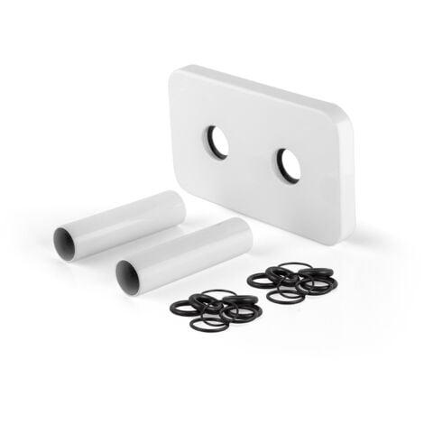 Jeu de cache-tuyaux avec rosace 2 trous en laiton blanc APM 062BB.70