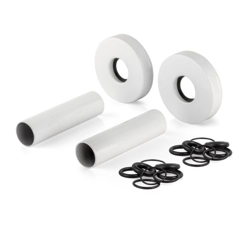Jeu de cache-tuyaux avec rosace en laiton blanc APM 061BB.70