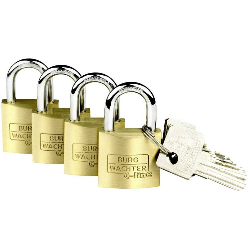 Burg Wachter - Cadenas avec serrure à clé Burg Wächter 4er Set Set Quadro 222 30 sb laiton 4 pc(s)