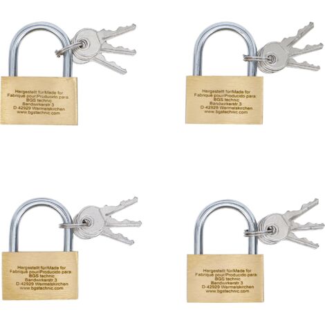 Jeu de cadenas en laiton verrouillage simultané 40 mm 4 pièces BGS Do it yourself