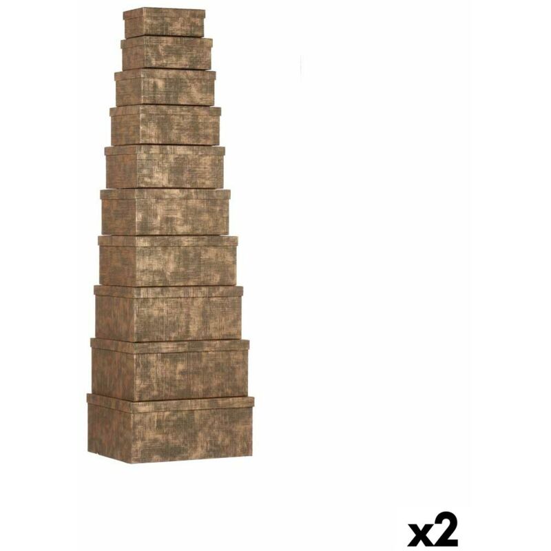 Set of boîtes d'organisation empilables carton rayé noir (2 pièces)