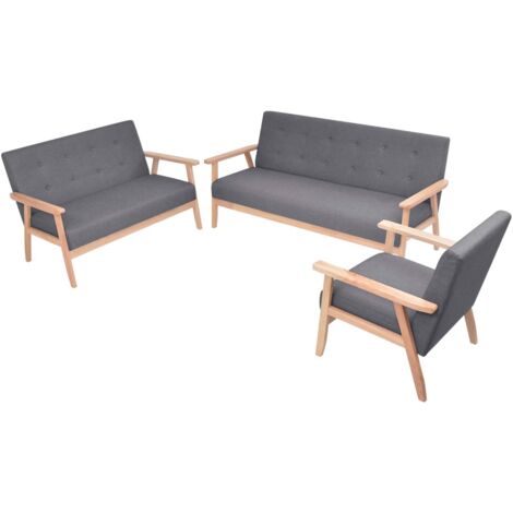 Jeu de Canapé，Banquette 3 pcs Tissu Gris foncé FGYH75402