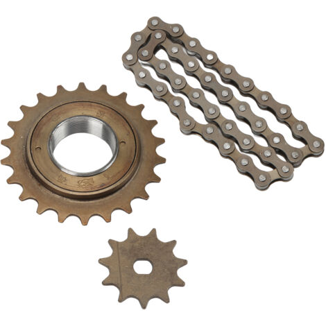 Jeu de Chaîne et Pignon pour Vélo à Assistance Électrique, Transmission 11 Dents Trou Doré 410, Chaîne 38 Maillons, Plateau Moteur 22 Dents