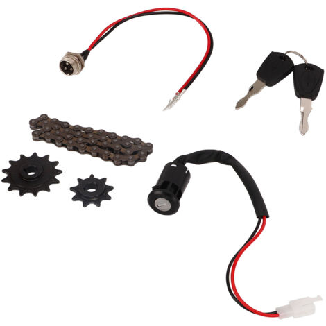 Jeu de Chaîne et Pignon pour Vélo Électrique 38 Maillons, Pignon 13 et 9 Dents avec Clavette, Compatible 410