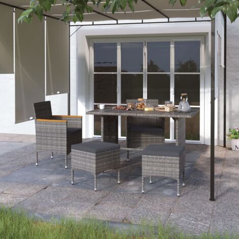 Jeu de chaise et tabouret de jardin-Chaise de terrasse-Chaise d'extérieur 4 pcs Résine tressée Gris 544240