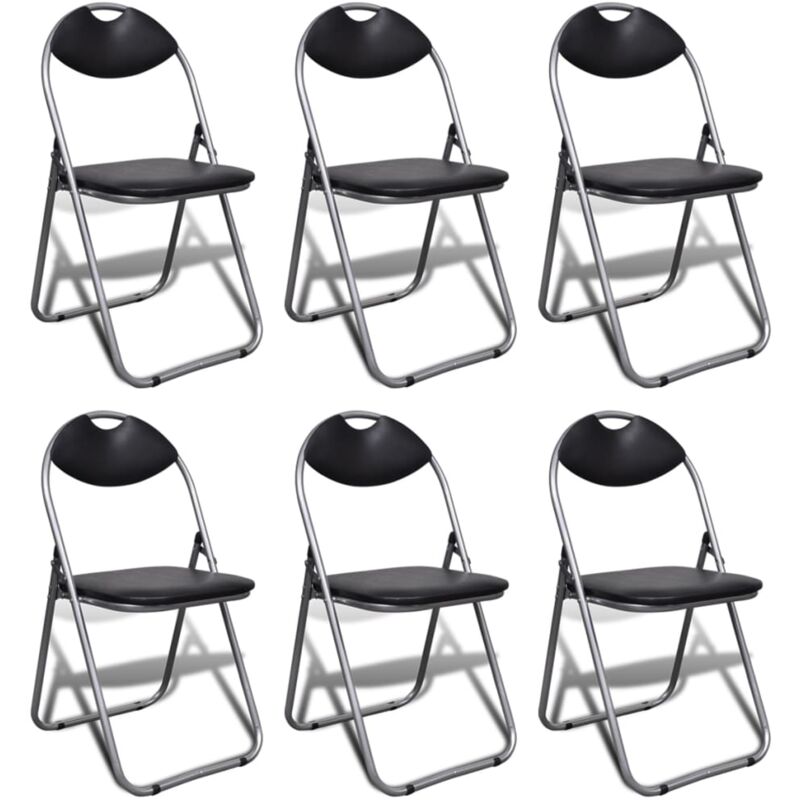Vidaxl - Chaises à manger pliables lot de 6 noir similicuir et acier